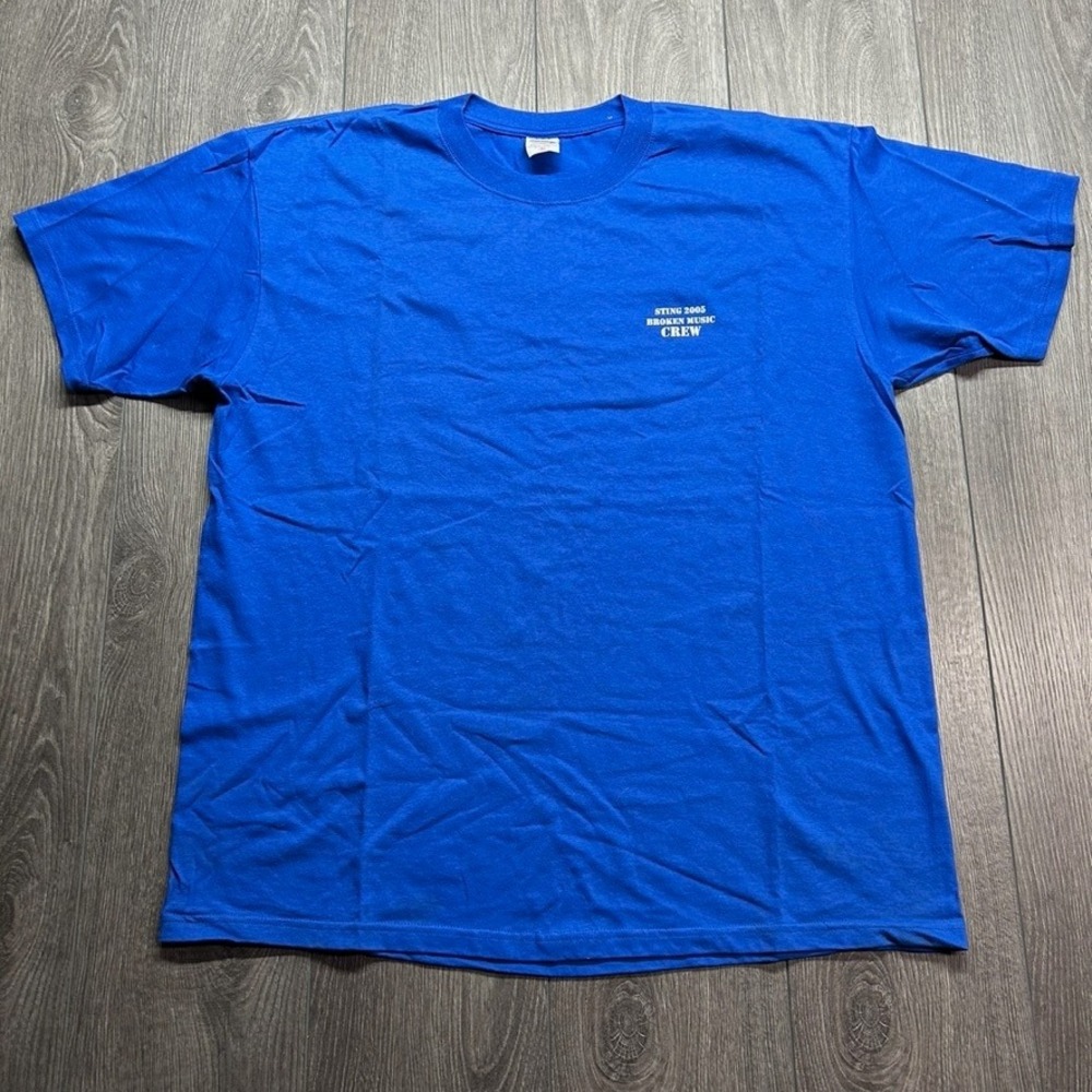 Vintage Sting 2005 Broken Music Crew T-Shirt Royal Blue XL Anvil Concert Tour